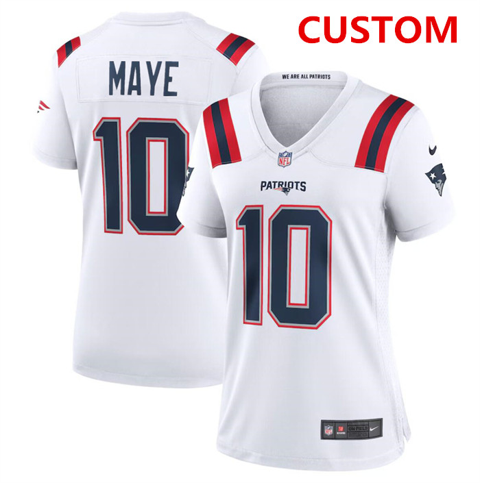 Womens New England Patriots Custom White Vapor Untouchable Stitched Jersey->customized nfl jersey->Custom Jersey