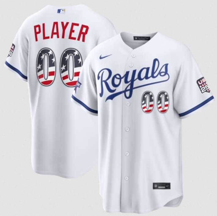 Mens Kansas City Royals Active Player Custom White 2026 All-Star Edition Stars & Stripes & USA 250 Fourth of July Home Stadium Stitched Baseball Jersey->customized mlb jersey->Custom Jersey