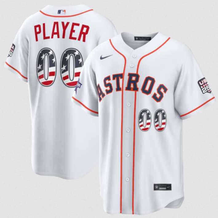 Mens Houston Astros Active Player Custom White 2026 All-Star Edition Stars & Stripes & USA 250 Fourth of July Home Stadium Stitched Baseball Jersey->customized mlb jersey->Custom Jersey