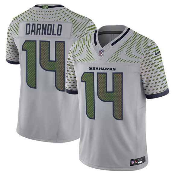 Mens Seattle Seahawks #14 Sam Darnold Gray 2025 F.U.S.E. Rivalries Vapor Untouchable Limited Stitched Jersey->seattle seahawks->NFL Jersey