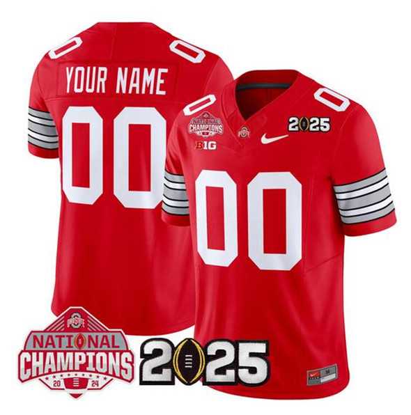 Mens Ohio State Buckeyes Active Player Custom Red 2025 CFP Final With National Champions Patch F.U.S.E. Vapor Limited Stitched Jersey->customized ncaa jersey->Custom Jersey