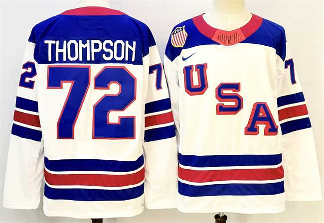 Mens USA #72 Tage Thompson White 2025-2026 Stitched Jersey->olympics usa jerseys->NHL Jersey