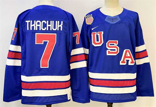 Mens USA #7 Brady Tkachuk Royal 2025-2026 Stitched Jersey->olympics usa jerseys->NHL Jersey