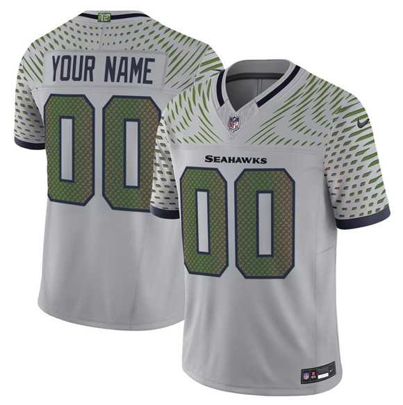 Mens Seattle Seahawks Active Player Custom Gray 2025 F.U.S.E. Rivalries Vapor Untouchable Limited Stitched Jersey->customized nfl jersey->Custom Jersey