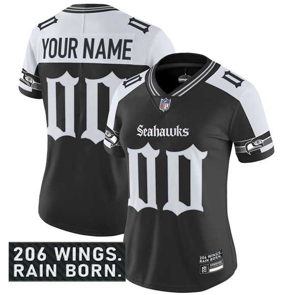 Womens Seattle Seahawks Active Player Custom Black Alternate 2025 F.U.S.E. Gothic Rain City Shadows Edition Vapor Untouchable Limited Football Stitched Jersey->customized nfl jersey->Custom Jersey