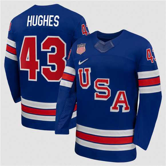 Mens USA #43 Quinn Hughes Royal 2026 Stitched Jersey Dzhi->olympics usa jerseys->NHL Jersey