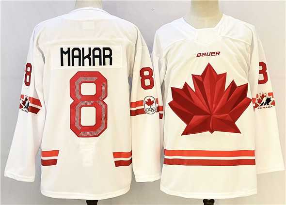 Mens Canada #8 Cale Makar White Stitched Jersey->olympics canada jerseys->NHL Jersey