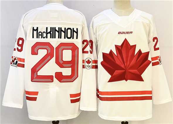 Mens Canada #29 Nathan MacKinnon White Stitched Jersey->olympics canada jerseys->NHL Jersey