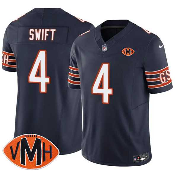 Mens Chicago Bears #4 DAndre Swift Navy 2025 F.U.S.E. With Illinois and VMH Patch Vapor Untouchable Limited Stitched Jersey Dzhi->chicago bears->NFL Jersey