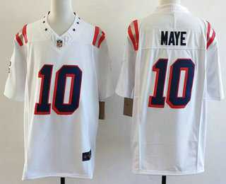 Mens New England Patriots #10 Drake Maye Limited White Fashion FUSE Vapor Jersey->new england patriots->NFL Jersey