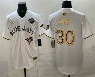 Mens Toronto Blue Jays #30 Alejandro Kirk White Gold 2025 American League Champions Limited Stitched Jersey Dzhi->toronto blue jays->MLB Jersey