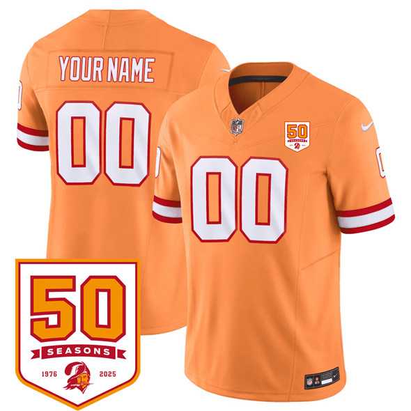Mens Tampa Bay Buccaneers Active Player Custom Orange 2025 F.U.S.E. 50th Anniversary Patch Vapor Limited Football Stitched Jersey->customized nfl jersey->Custom Jersey