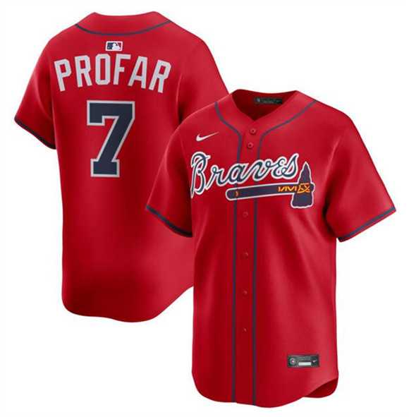 Mens Atlanta Braves #7 Jurickson Profar Red 2025 Alternate Limited Stitched Jersey Dzhi->atlanta braves->MLB Jersey