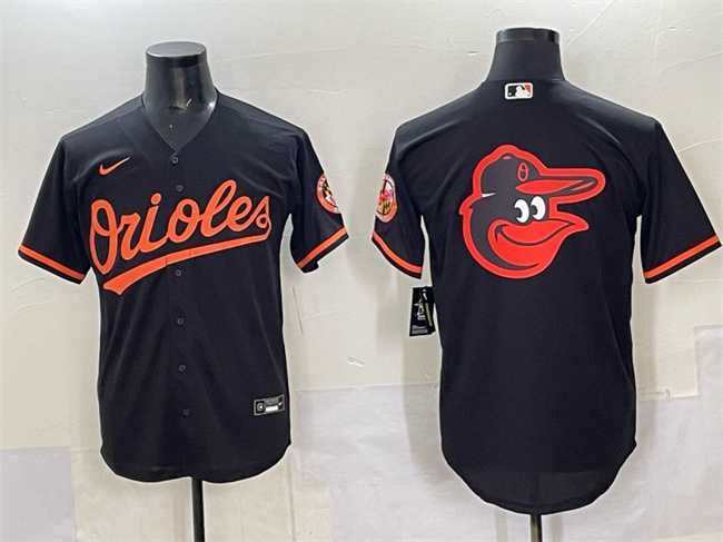 Mens Baltimore Orioles Black Team Big Logo Cool Base Stitched Jersey->baltimore orioles->MLB Jersey