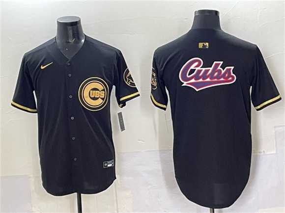 Men%27s Chicago Cubs Team Big Logo Black Gold Limited Stitched Jersey->baltimore orioles->MLB Jersey