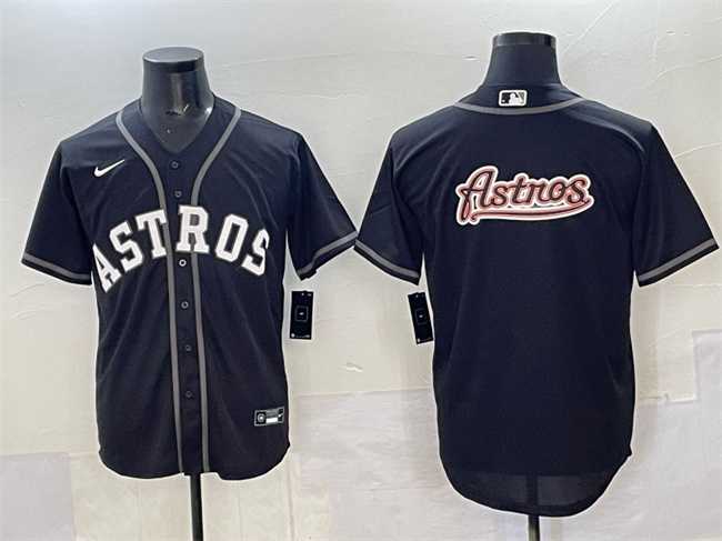 Men%27s Houston Astros Team Big Logo Black Lights Out Limited Stitched Jersey->kansas city royals->MLB Jersey