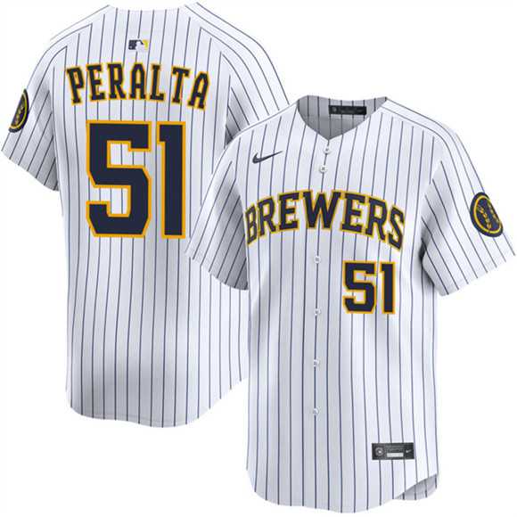 Men%27s Milwaukee Brewers #51 Freddy Peralta White Alternate Limited Stitched Jersey Dzhi->los angeles dodgers->MLB Jersey