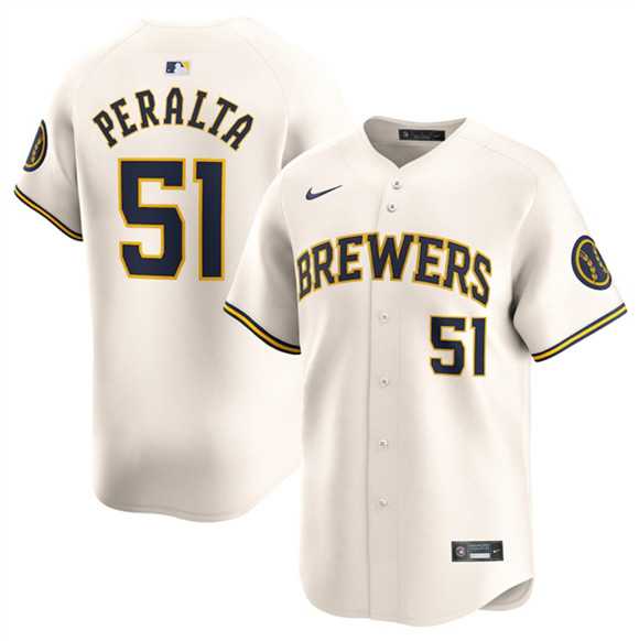 Men%27s Milwaukee Brewers #51 Freddy Peralta Cream Limited Stitched Jersey Dzhi->kansas city royals->MLB Jersey