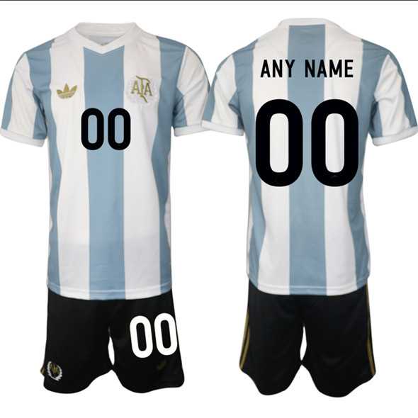 Men%27s Argentina Custom White Blue 2024-25 50th Anniversary Home Soccer Jersey Suit->customized nhl jersey->Custom Jersey