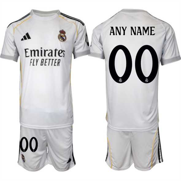 Mens Real Madrid Custom 25-26 White Home Soccer Jersey Suit->->Custom Jersey