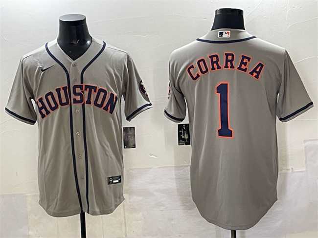 Men%27s Houston Astros #1 Carlos Correa Gray Cool Base Stitched Jersey->chicago cubs->MLB Jersey