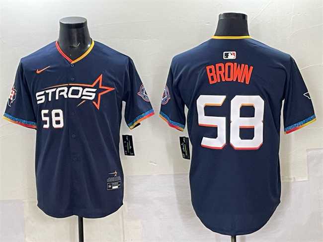 Men%27s Houston Astros #58 Hunter Brown Navy 2025 City Connect Limited Stitched Jersey->houston astros->MLB Jersey