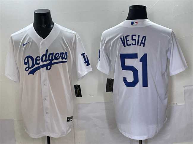 Men%27s Los Angeles Dodgers #51 Alex Vesia White Cool Base Stitched Jersey->los angeles dodgers->MLB Jersey