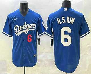 Men%27s Los Angeles Dodgers #6 Hyeseong Kim Blue Cool Base Jersey->new york giants->NFL Jersey