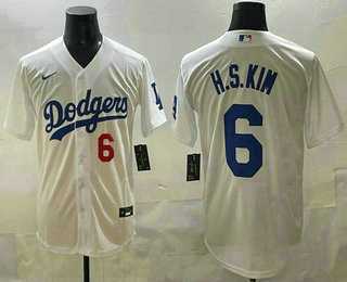 Men%27s Los Angeles Dodgers #6 Hyeseong Kim White Cool Base Jersey->los angeles dodgers->MLB Jersey
