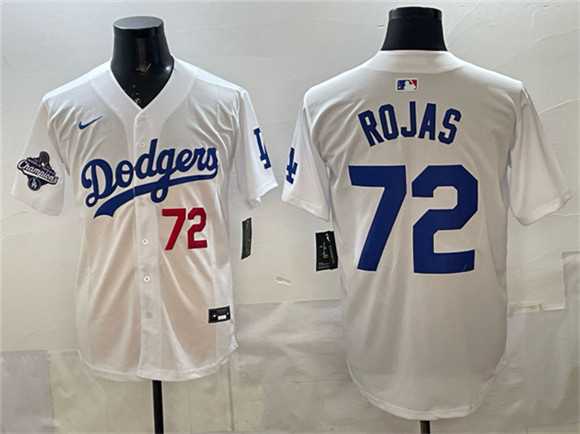 Men%27s Los Angeles Dodgers #72 Miguel Rojas White 2025 World Series Champions Patch Limited Stitched Jersey->toronto blue jays->MLB Jersey
