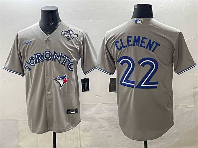 Mens Toronto Blue Jays #22 Ernie Clement Grey 2025 World Series Cool Base Stitched Jersey->toronto blue jays->MLB Jersey