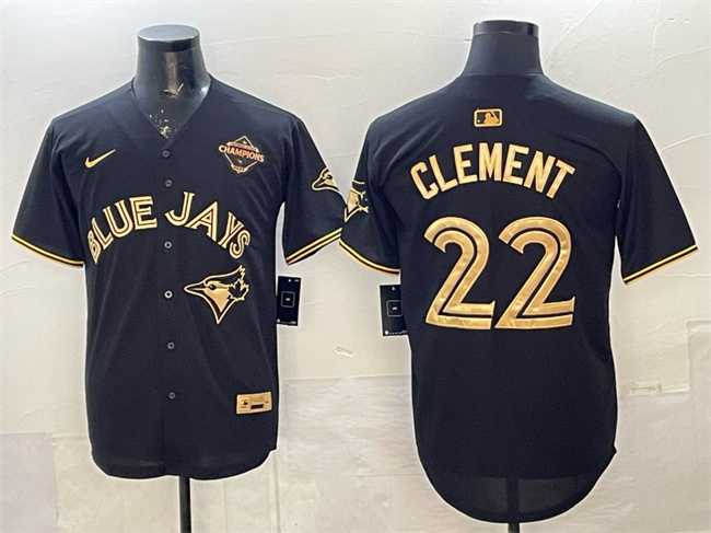 Mens Toronto Blue Jays #22 Ernie Clement Black Gold 2025 American League Champions Limited Stitched Jersey->toronto blue jays->MLB Jersey
