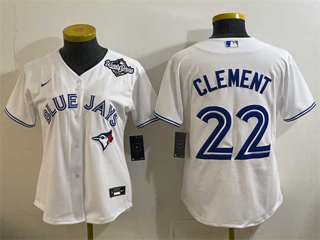 Women%27s Toronto Blue Jays #22 Ernie Clement White 2025 World Series Home Cool Base Stitched Jersey(Run Small)->mlb womens jerseys->MLB Jersey