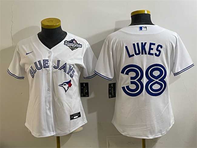 Womens Toronto Blue Jays #38 Nathan Lukes White 2025 World Series Home Cool Base Stitched Jersey(Run Small)->mlb womens jerseys->MLB Jersey