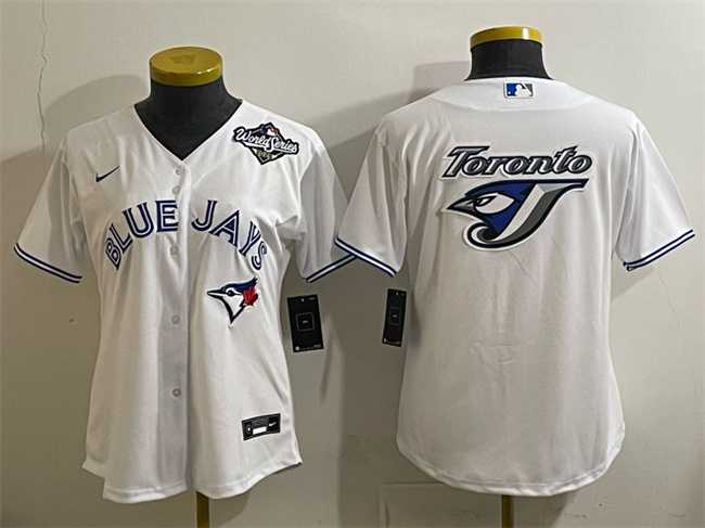 Womens Toronto Blue Jays Team Big Logo White 2025 World Series Cool Base Stitched Jersey(Run Small)->mlb womens jerseys->MLB Jersey