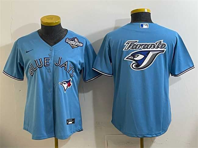 Womens Toronto Blue Jays Team Big Logo Blue 2025 World Series Cool Base Stitched Jersey(Run Small)->mlb womens jerseys->MLB Jersey