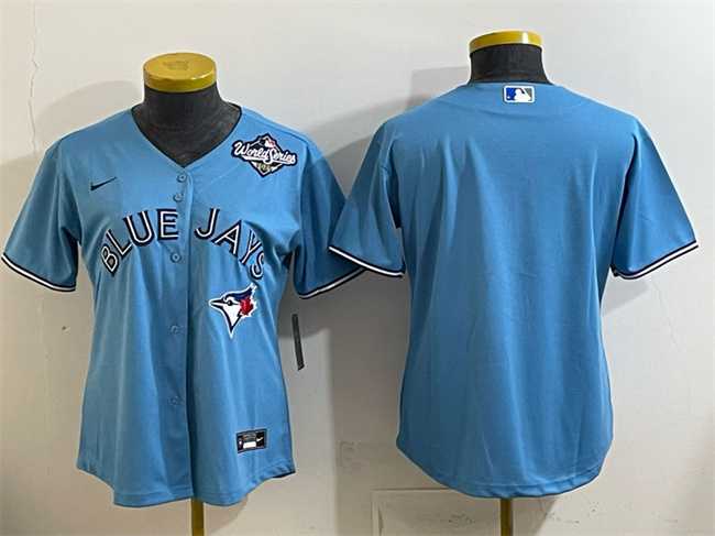 Womens Toronto Blue Jays Blank Blue 2025 World Series Cool Base Stitched Jersey(Run Small)->mlb womens jerseys->MLB Jersey