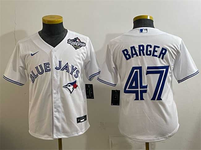 Youth Toronto Blue Jays #47 Addison Barger White 2025 World Series Cool Base Stitched Jersey->mlb youth jerseys->MLB Jersey
