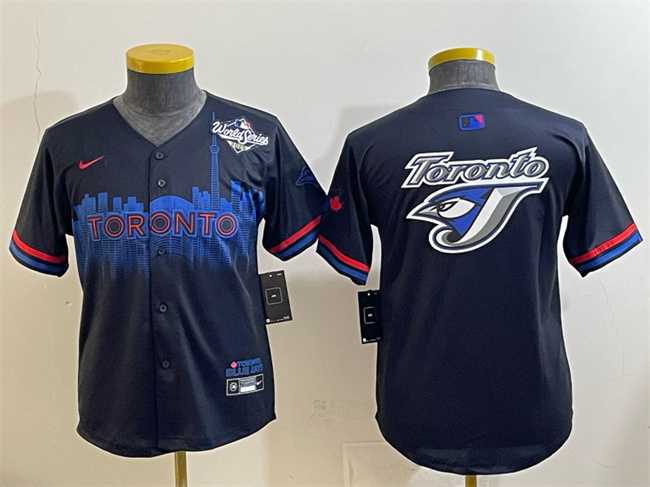 Youth Toronto Blue Jays Team Big Logo Navy 2025 World Series City Connect Limited Stitched Jersey->mlb youth jerseys->MLB Jersey