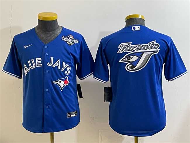 Youth Toronto Blue Jays Team Big Logo Royal 2025 World Series Cool Base Stitched Jersey->mlb youth jerseys->MLB Jersey