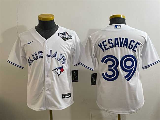 Youth Toronto Blue Jays #39 Trey Yesavage White 2025 World Series Cool Base Stitched Jersey->mlb youth jerseys->MLB Jersey