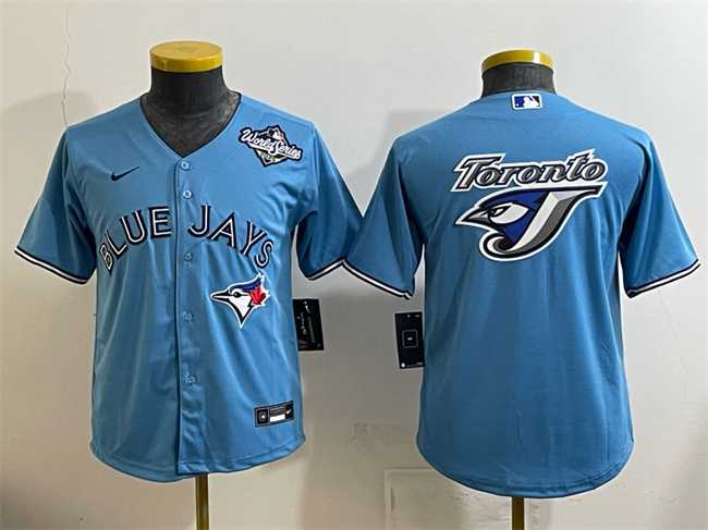 Youth Toronto Blue Jays Team Big Logo Blue 2025 World Series Cool Base Stitched Jersey->mlb youth jerseys->MLB Jersey