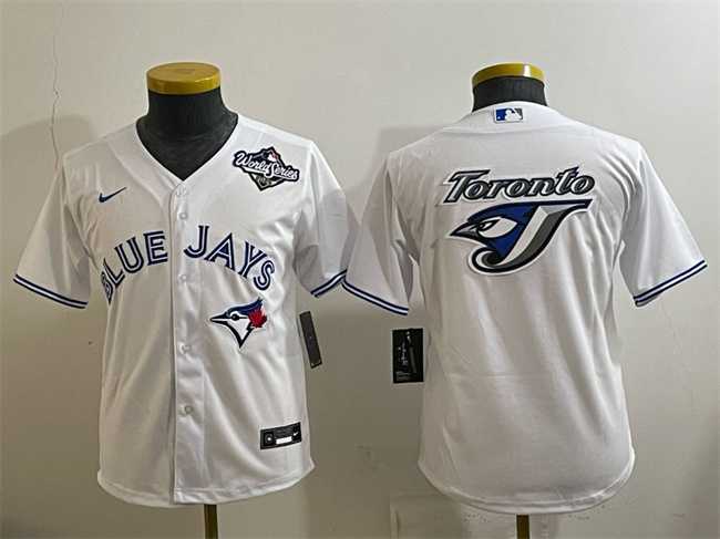 Youth Toronto Blue Jays Team Big Logo White 2025 World Series Home Cool Base Stitched Jersey->mlb youth jerseys->MLB Jersey