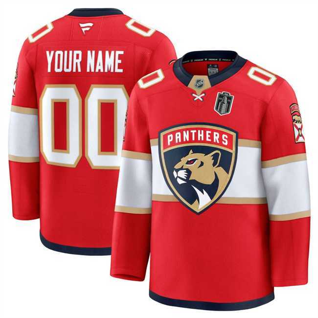 Mens Florida Panthers Custom Red 2025 Stanley Cup Final Patch Stitched Hockey Jersey->customized nhl jersey->Custom Jersey