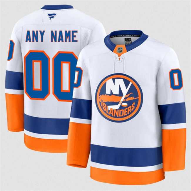 Mens New York Islanders ACTIVE PLAYER Custom White 2024-25 Away Stitched Hockey Jersey->customized nhl jersey->Custom Jersey