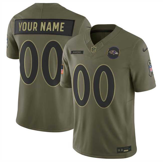 Mens Baltimore Ravens Active Player Custom Olive 2025 F.U.S.E. Salute to Service Limited Football Jersey->customized nfl jersey->Custom Jersey