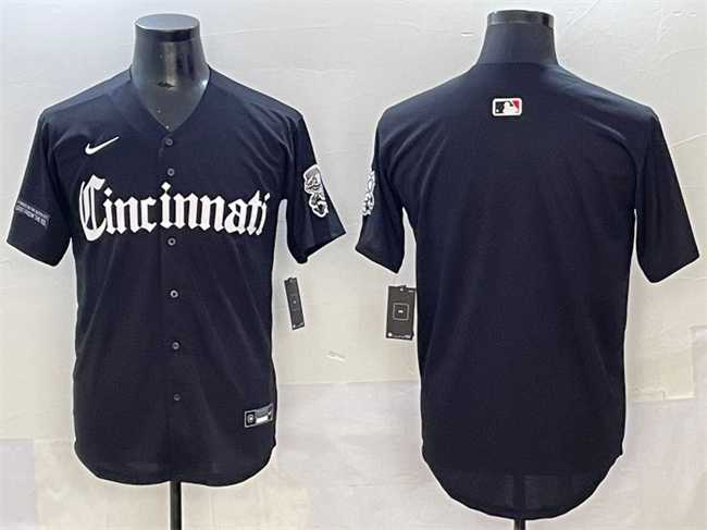 Mens Cincinnati Reds Blank Black Gothic Queen City Edition Vapor Premier Limited Stitched Baseball Jersey->cincinnati reds->MLB Jersey