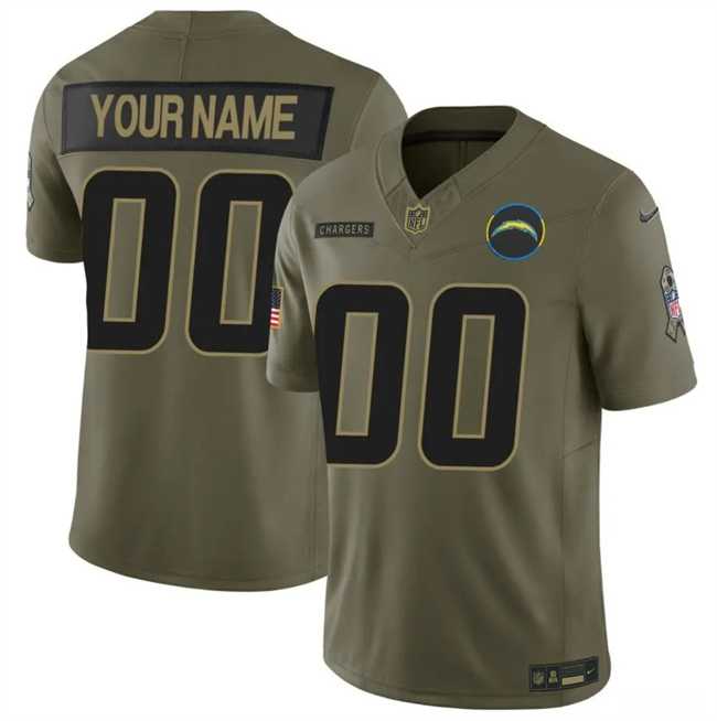 Mens Los Angeles Chargers Active Player Custom Olive 2025 F.U.S.E. Salute to Service Limited Stitched Football Jersey->customized nfl jersey->Custom Jersey