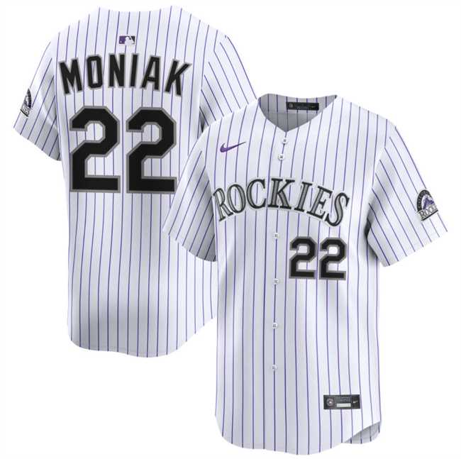 Mens Colorado Rockies #22 Mickey Moniak White Home Limited Stitched Baseball Jersey Dzhi->colorado rockies->MLB Jersey