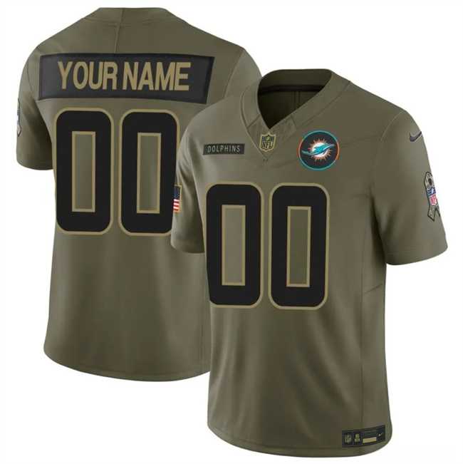 Mens Miami Dolphins Active Player Custom Olive 2025 F.U.S.E. Salute to Service Limited Stitched Football Jersey->customized nfl jersey->Custom Jersey